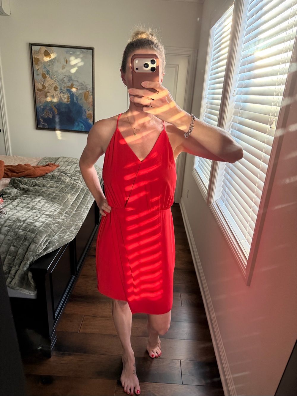 Chelsea28 Scarlet Red Sleeveless V-Neck Dress